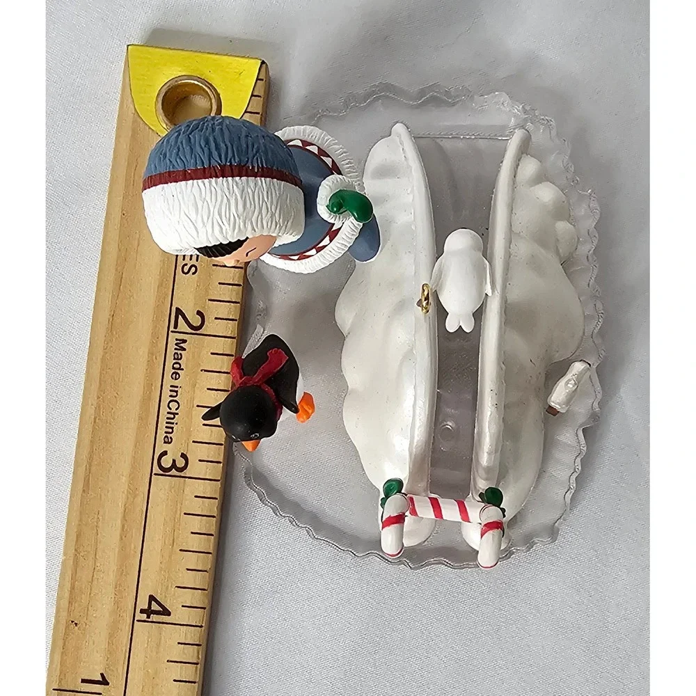 Hallmark Frosty Friends Ornament OS Multi Eskimo Penguin Slide Candy Cane 1990s